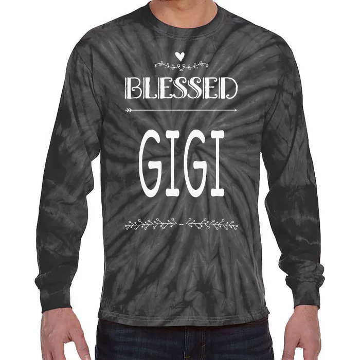 Cute Gift For Grandma Grandmother Blessed Gigi Tie-Dye Long Sleeve Shirt