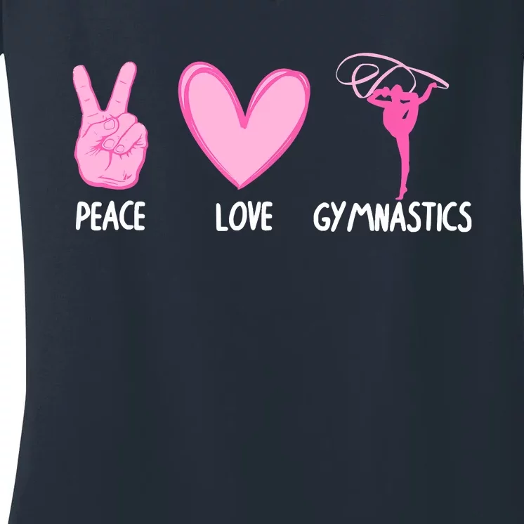 Cool Gymnastics For Women Gymnast Sports Peace Love Women's V-Neck T-Shirt