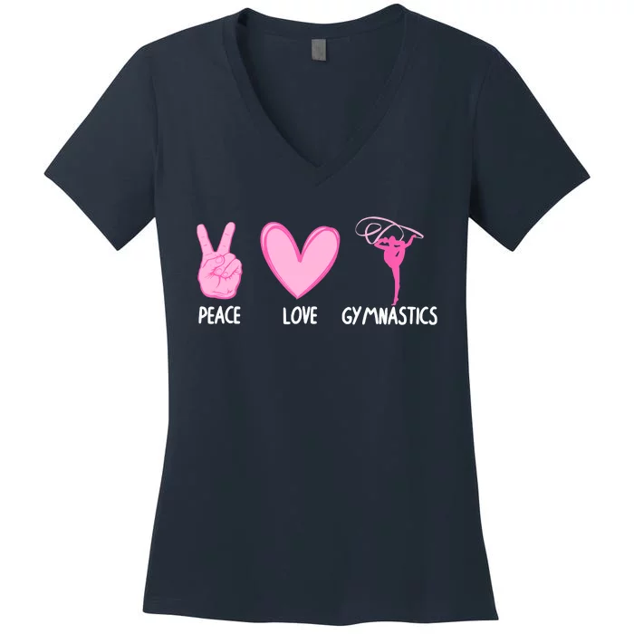 Cool Gymnastics For Women Gymnast Sports Peace Love Women's V-Neck T-Shirt