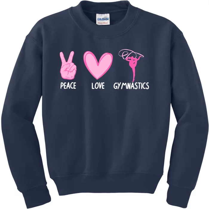 Cool Gymnastics For Women Gymnast Sports Peace Love Kids Sweatshirt