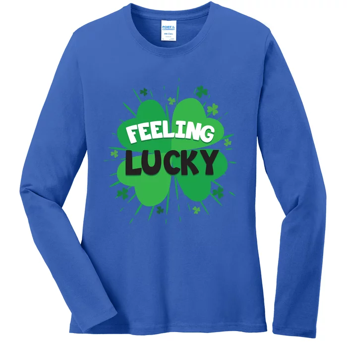 Cool Green Feeling Lucky Irish Shamrock Slogan Cool Gift Ladies Long Sleeve Shirt