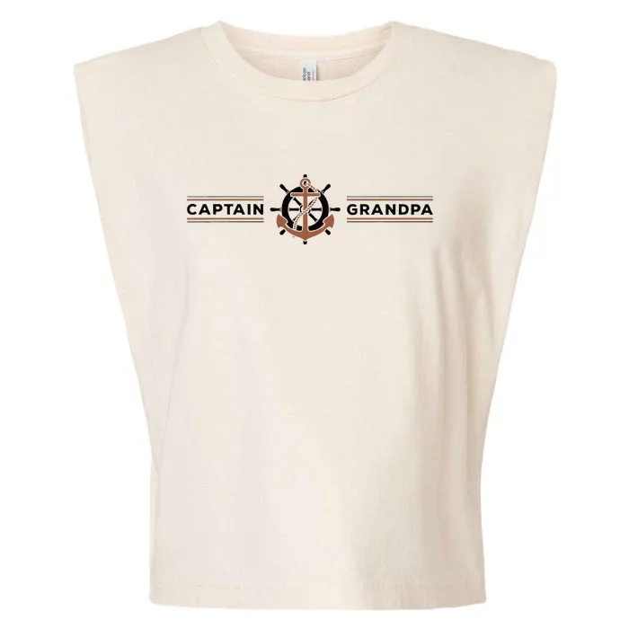 Captain Grandpa Family Grandchild Boating Garment-Dyed Women's Muscle Tee