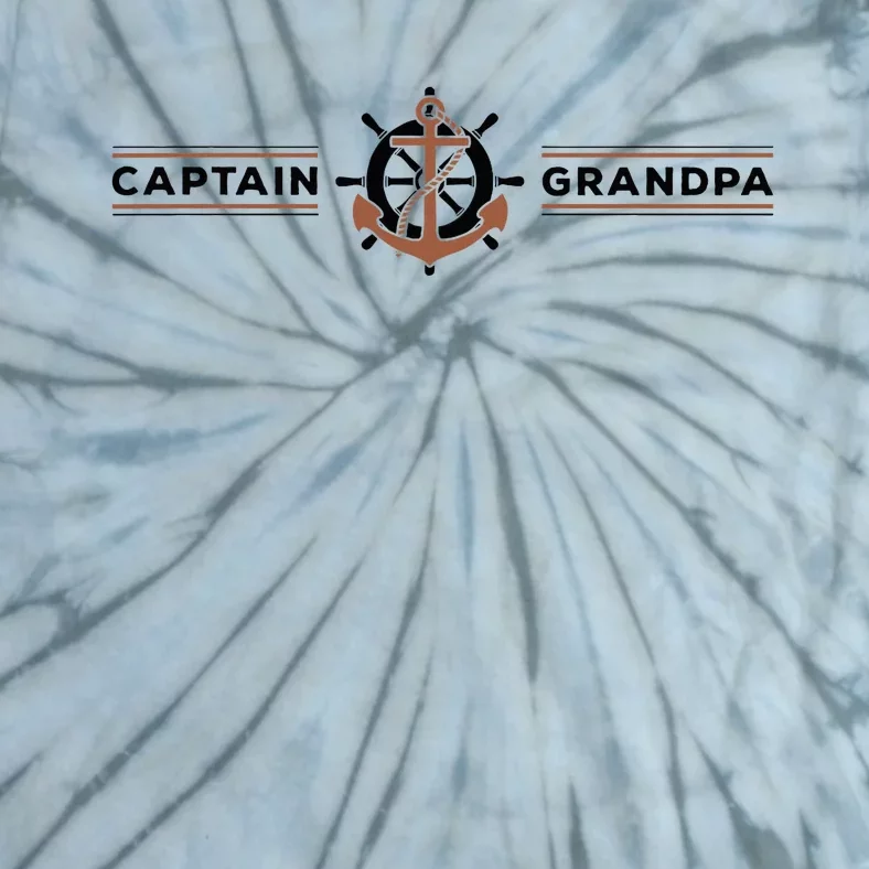 Captain Grandpa Family Grandchild Boating Tie-Dye T-Shirt