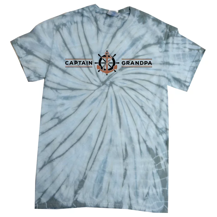 Captain Grandpa Family Grandchild Boating Tie-Dye T-Shirt