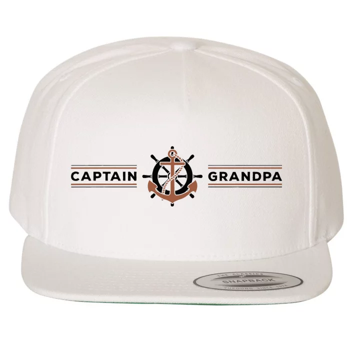 Captain Grandpa Family Grandchild Boating Wool Snapback Cap