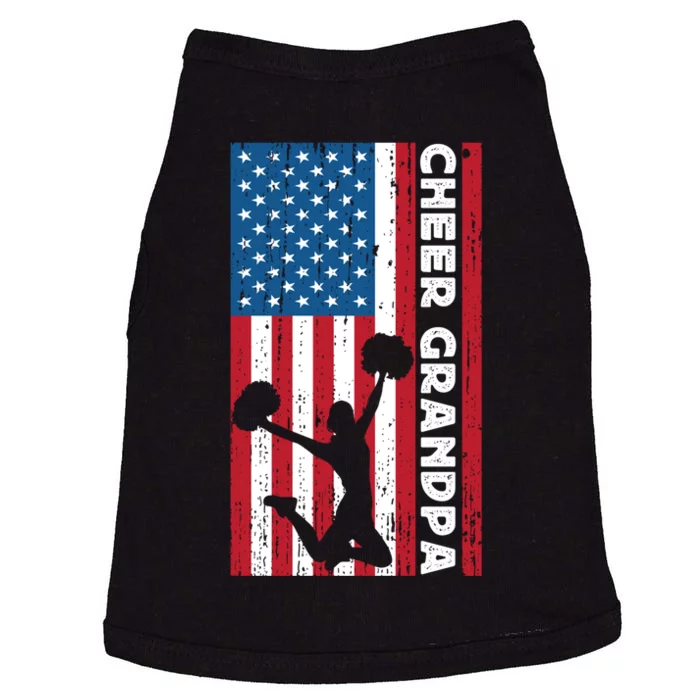 Cheer Grandpa For Usa American Flag Cheerleader Grandpa Long Doggie Tank