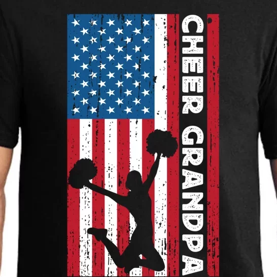 Cheer Grandpa For Usa American Flag Cheerleader Grandpa Long Pajama Set