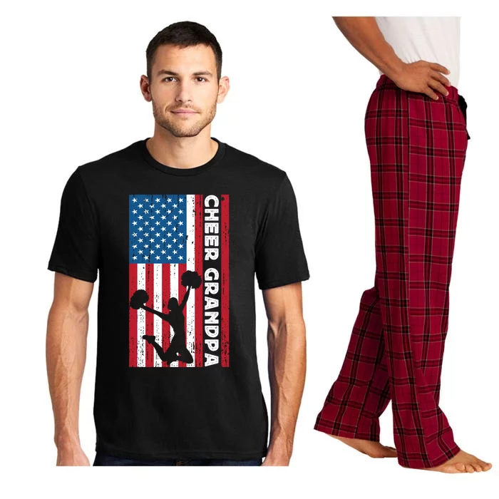 Cheer Grandpa For Usa American Flag Cheerleader Grandpa Long Pajama Set