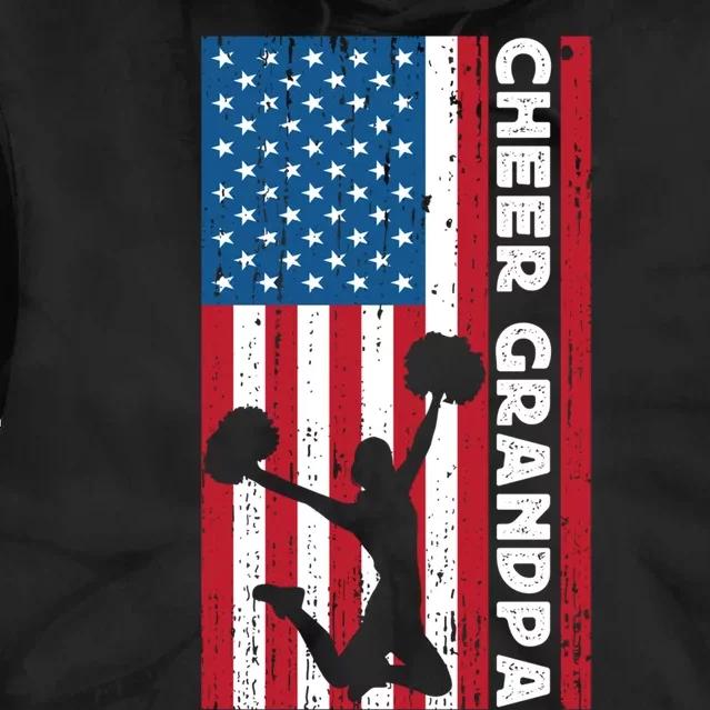 Cheer Grandpa For Usa American Flag Cheerleader Grandpa Long Tie Dye Hoodie