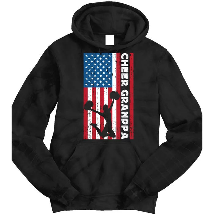 Cheer Grandpa For Usa American Flag Cheerleader Grandpa Long Tie Dye Hoodie