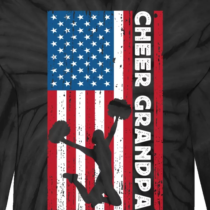 Cheer Grandpa For Usa American Flag Cheerleader Grandpa Long Tie-Dye Long Sleeve Shirt