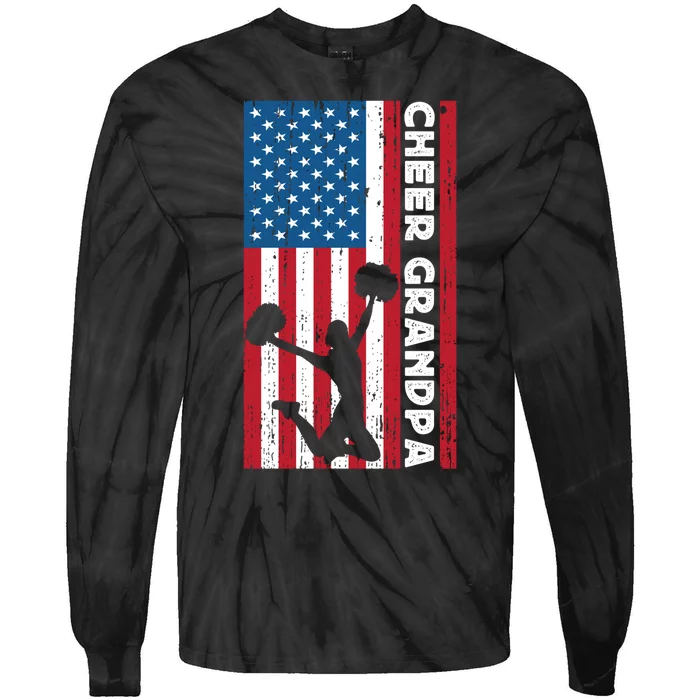 Cheer Grandpa For Usa American Flag Cheerleader Grandpa Long Tie-Dye Long Sleeve Shirt