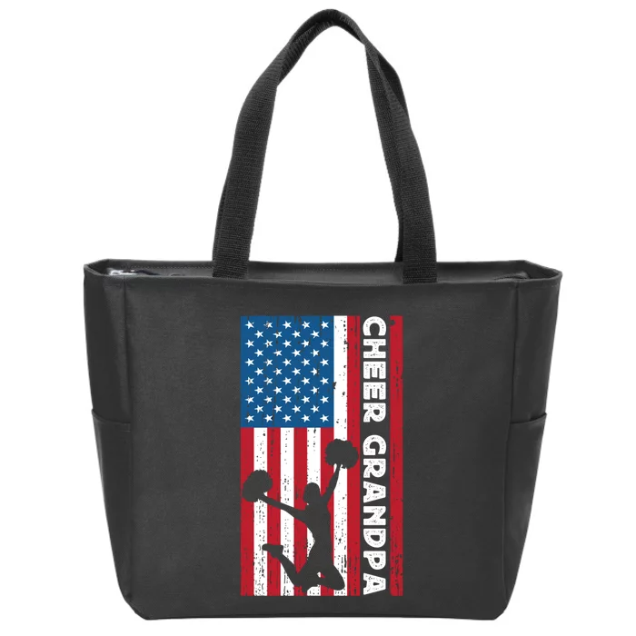 Cheer Grandpa For Usa American Flag Cheerleader Grandpa Long Zip Tote Bag