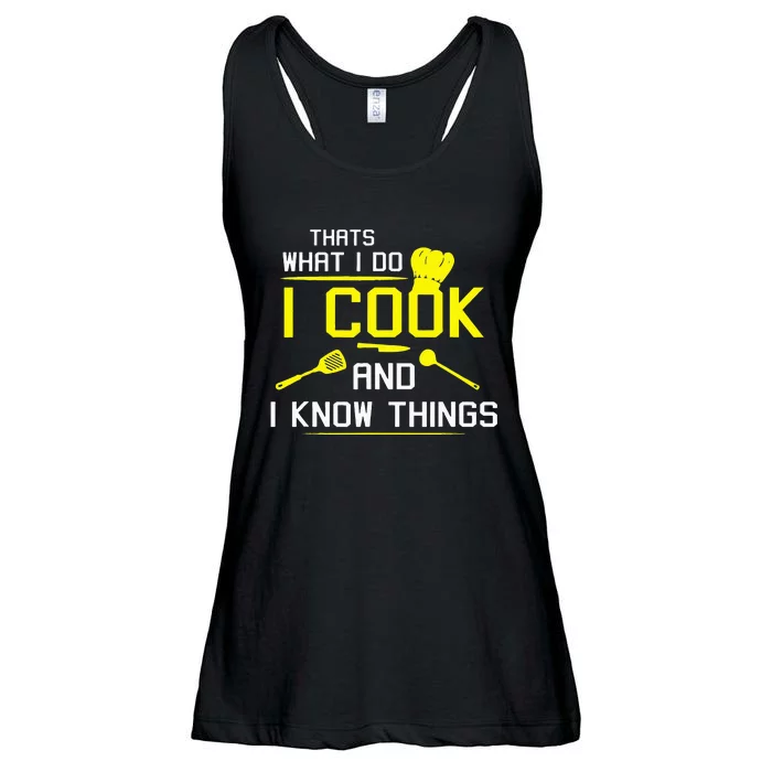 Chef Geek Food FUNNY I COOK AND I KNOW THINGS Ladies Essential Flowy Tank