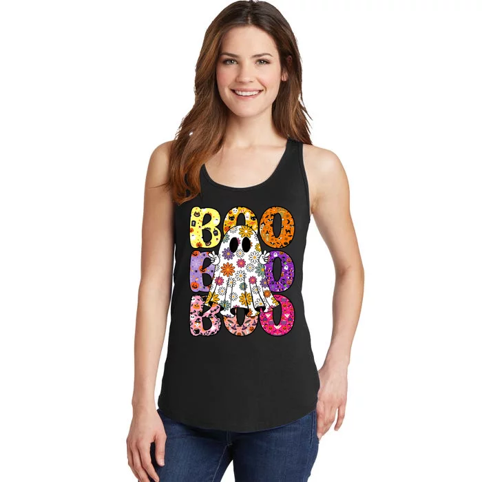 Cute Ghost Floral Boo Halloween Boy Girl Ghost Spooky Season Ladies Essential Tank