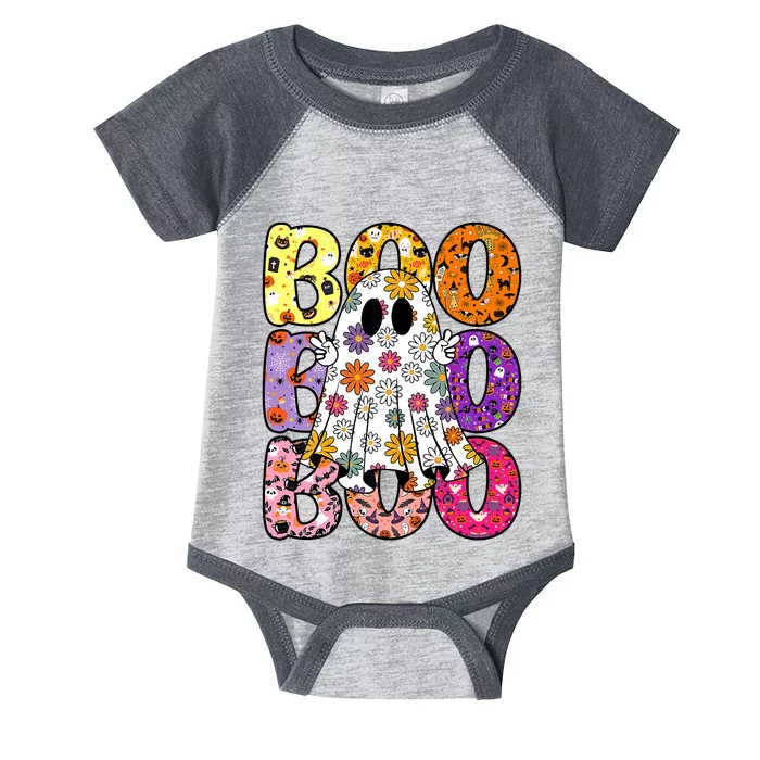 Cute Ghost Floral Boo Halloween Boy Girl Ghost Spooky Season Infant Baby Jersey Bodysuit