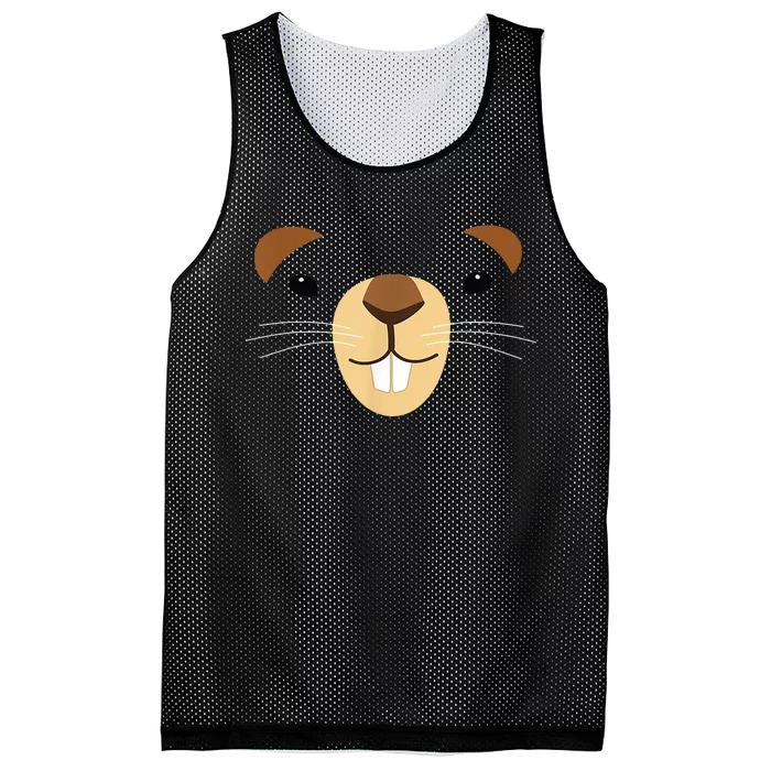 Cute Groundhog Face Mesh Reversible Basketball Jersey Tank