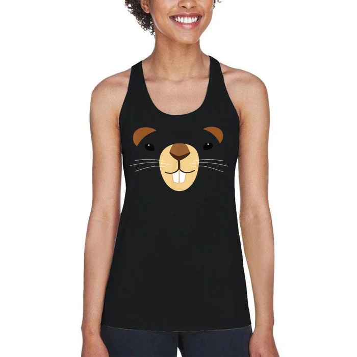 Cute Groundhog Face Women's Racerback Tank