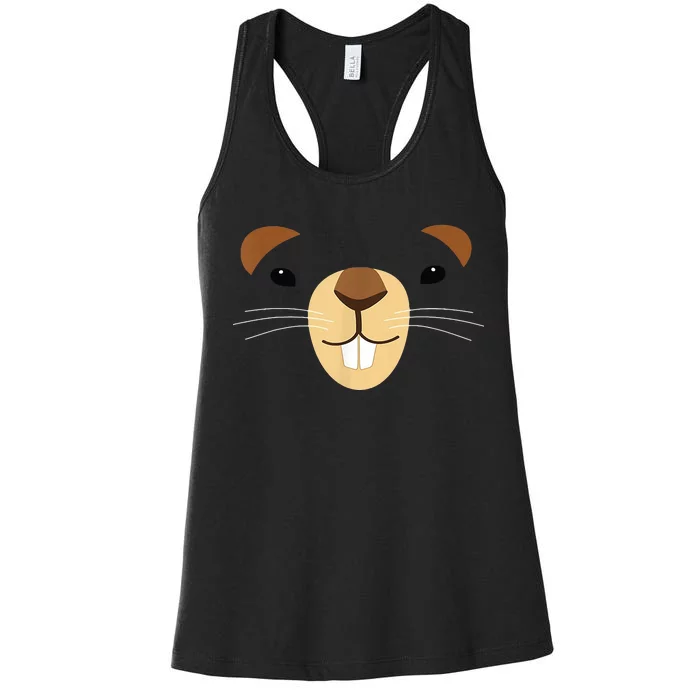 Cute Groundhog Face Women's Racerback Tank