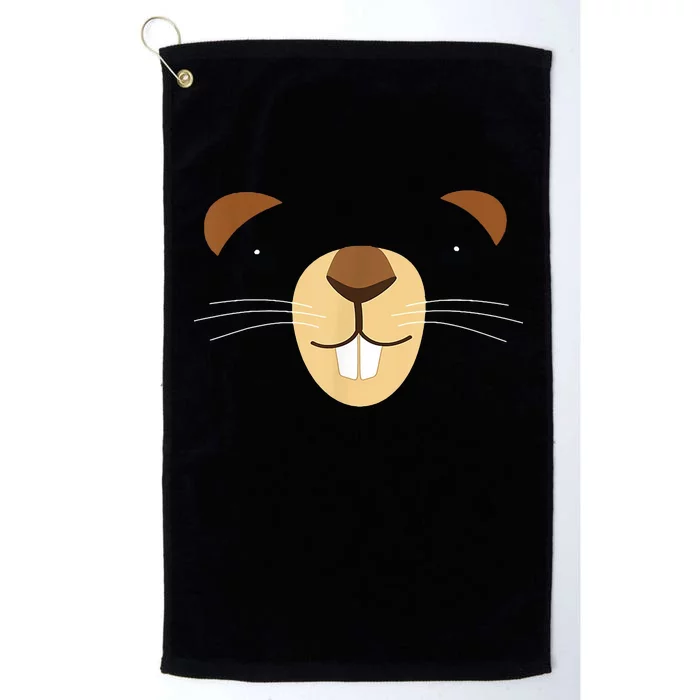 Cute Groundhog Face Platinum Collection Golf Towel