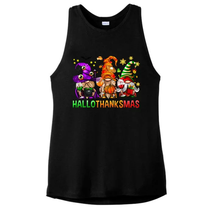 Cute Gnomies Family Christmas Funny Vacation Ladies Tri-Blend Wicking Tank