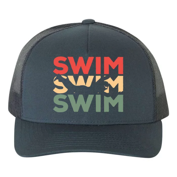 Cute Gift For Swimmers Retro Vintage Swimming Yupoong Adult 5-Panel Trucker Hat