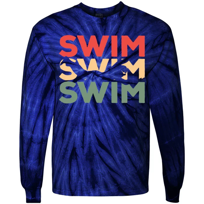 Cute Gift For Swimmers Retro Vintage Swimming Tie-Dye Long Sleeve Shirt