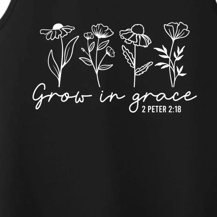 Christians God Faith Jesus Flowers Grow In Grace Gift Performance Tank