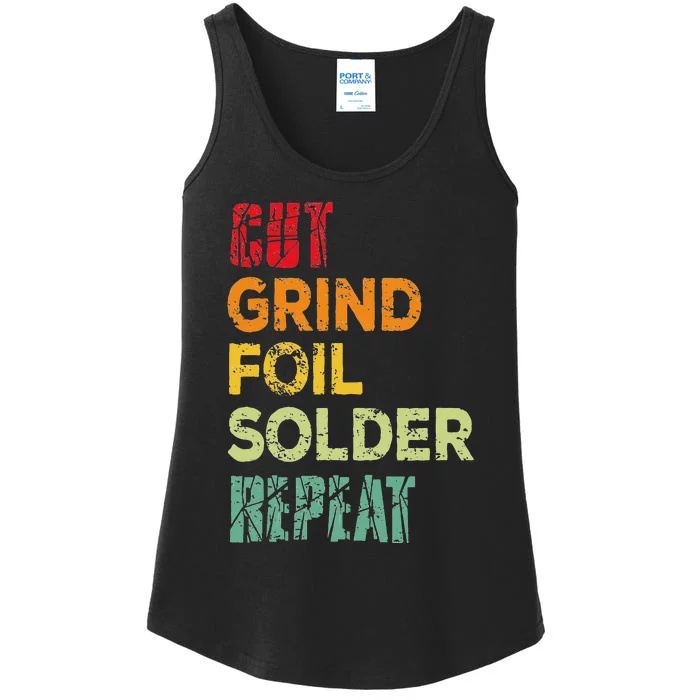 Cut grind foil solder repeat Stained Glass Artist. Ladies Essential Tank