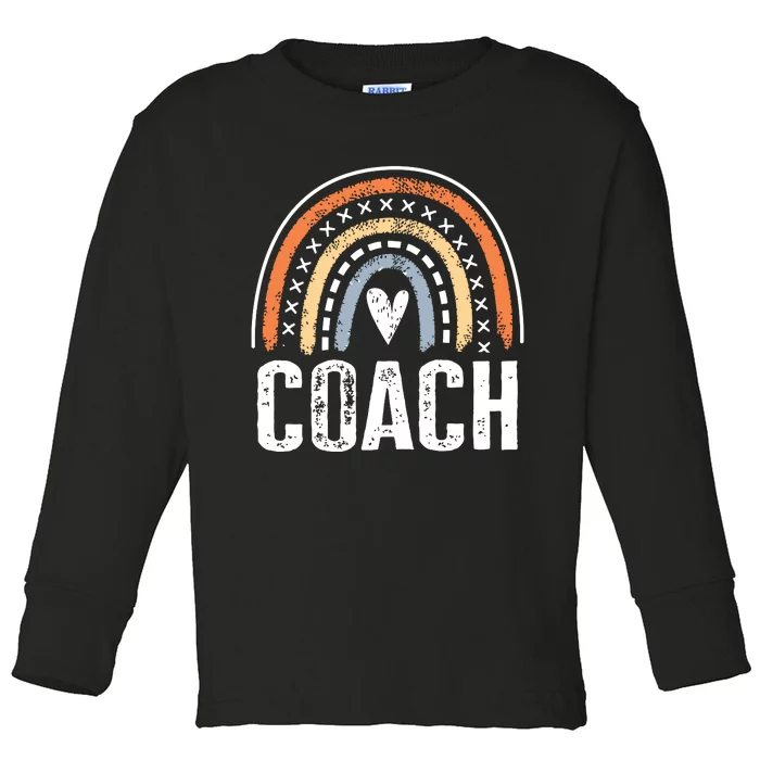 Coach Gifts For Women Funny Rainbow Coaching Toddler Long Sleeve Shirt