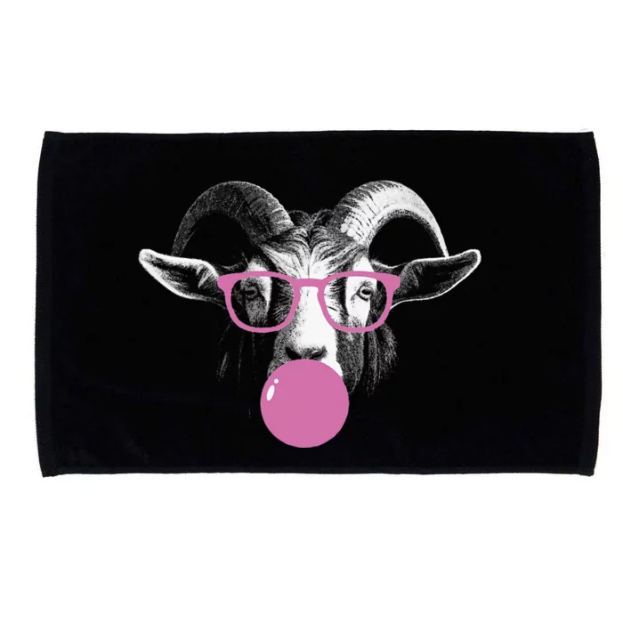 Cool Goat Face Eating Gum And Makes A Bubble Cute Goat Microfiber Hand Towel