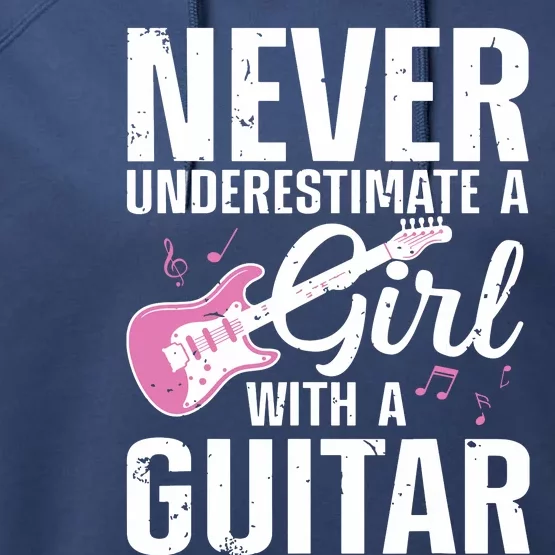 Cool Guitar For Women Girl Guitarist Acoustic Guitar Lovers Performance Fleece Hoodie