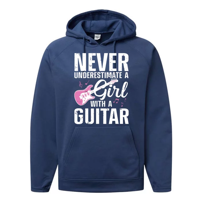 Cool Guitar For Women Girl Guitarist Acoustic Guitar Lovers Performance Fleece Hoodie