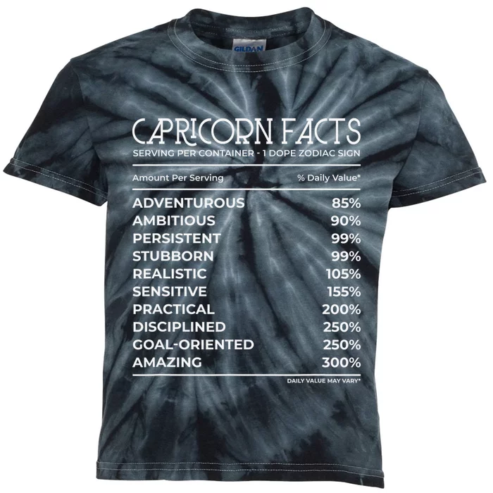 Capricorn Gifts Funny Dec Jan Birthday Astrology Zodiac Sign Kids Tie-Dye T-Shirt