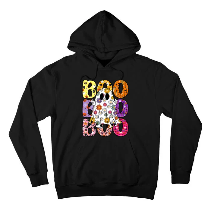 Cute Ghost Floral Boo Halloween Boy Girl Ghost Spooky Season Tall Hoodie