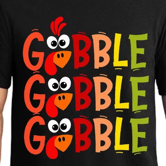 Cute Gobble Gobble Turkey Pilgrim Little  Thanksgiving Pajama Set