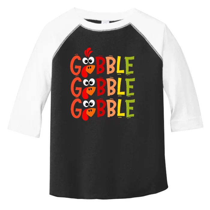 Cute Gobble Gobble Turkey Pilgrim Little  Thanksgiving Toddler Fine Jersey T-Shirt