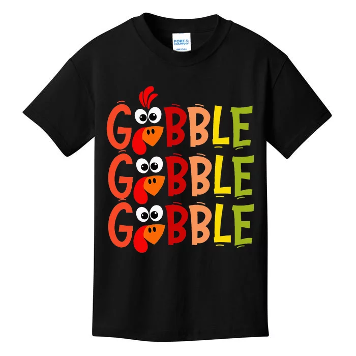 Cute Gobble Gobble Turkey Pilgrim Little  Thanksgiving Kids T-Shirt