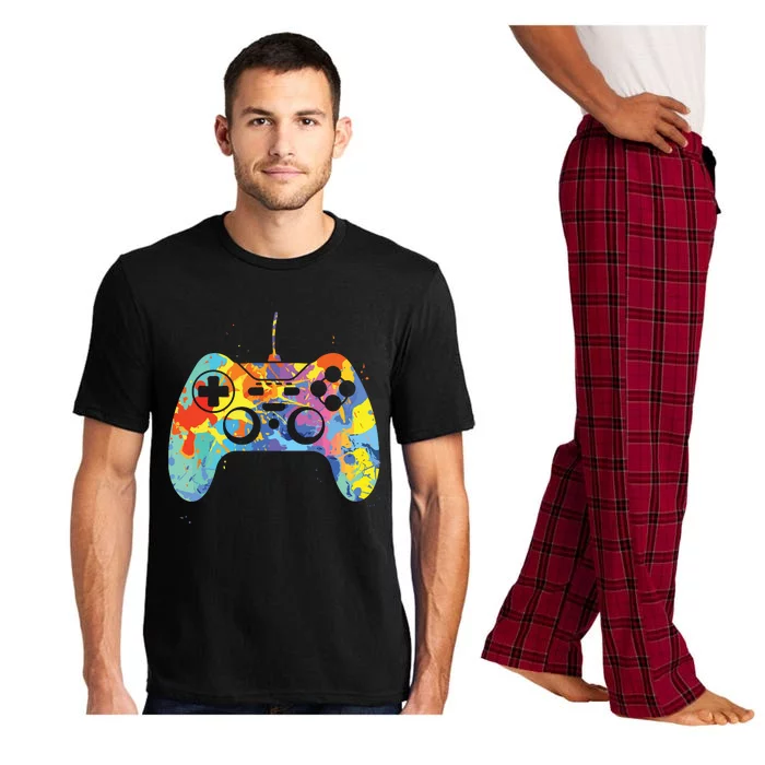 Colorful Gamer Graphic Gaming Controller Graphic Pajama Set