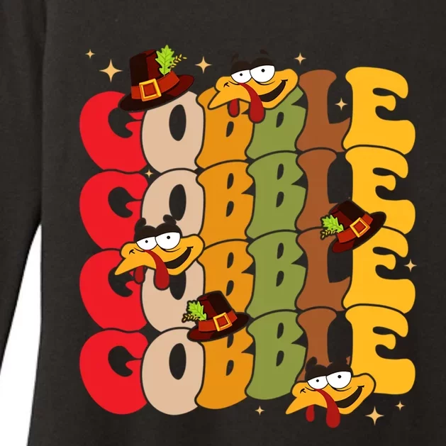 Cute Gobble Gobble Turkey Pilgrim Little Thanksgiving Gift Womens CVC Long Sleeve Shirt