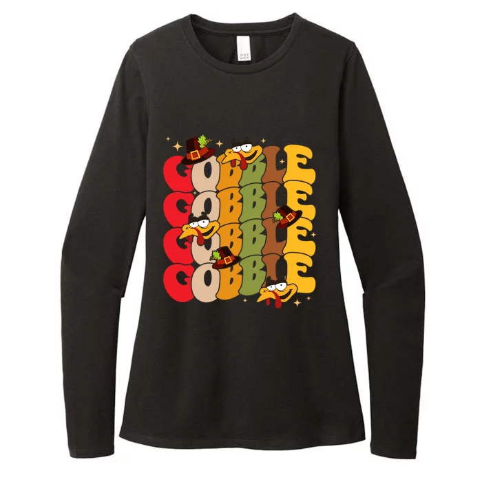 Cute Gobble Gobble Turkey Pilgrim Little Thanksgiving Gift Womens CVC Long Sleeve Shirt