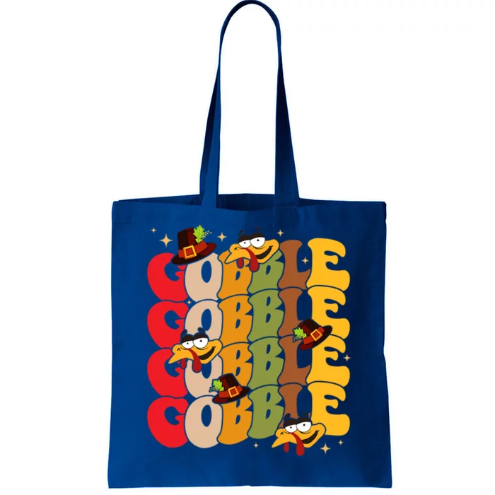 Cute Gobble Gobble Turkey Pilgrim Little Thanksgiving Gift Tote Bag