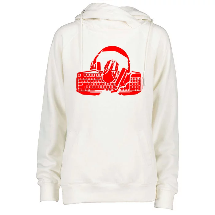 Computer Gamer Gift Wasd Keyboard Pc Gaming Gift Womens Funnel Neck Pullover Hood