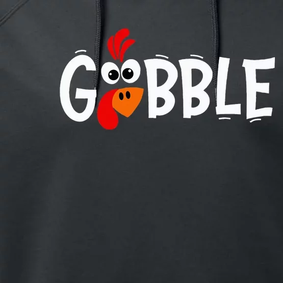 Cute Gobble Gobble Turkey Pilgrim Little Thanksgiving Performance Fleece Hoodie