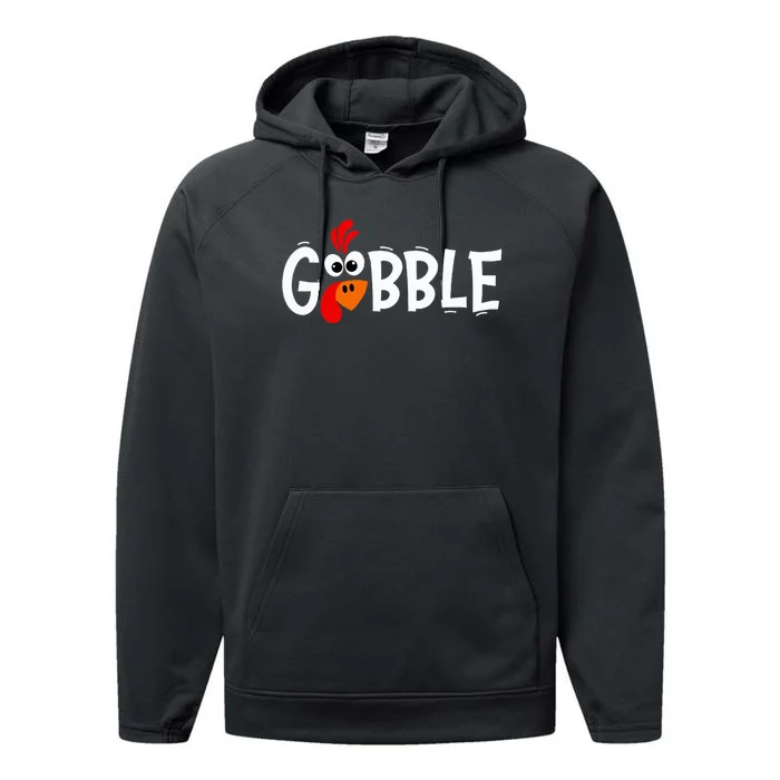 Cute Gobble Gobble Turkey Pilgrim Little Thanksgiving Performance Fleece Hoodie