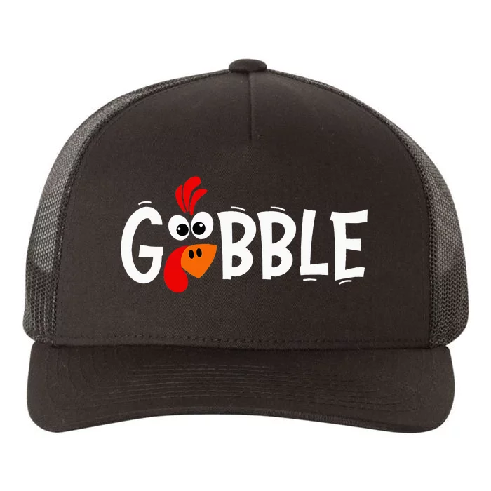 Cute Gobble Gobble Turkey Pilgrim Little Thanksgiving Yupoong Adult 5-Panel Trucker Hat