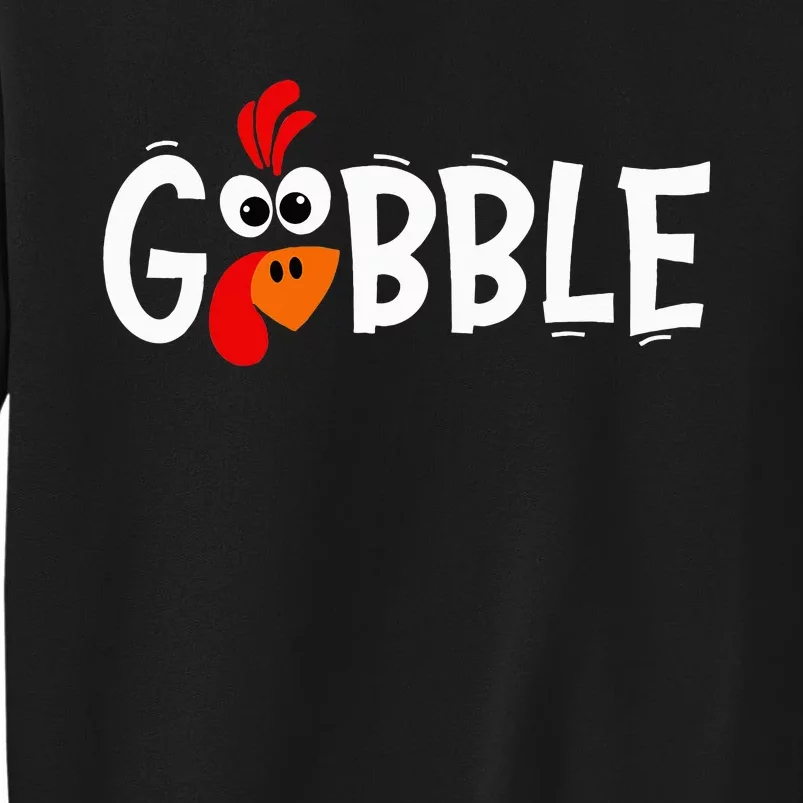 Cute Gobble Gobble Turkey Pilgrim Little Thanksgiving Tall Sweatshirt