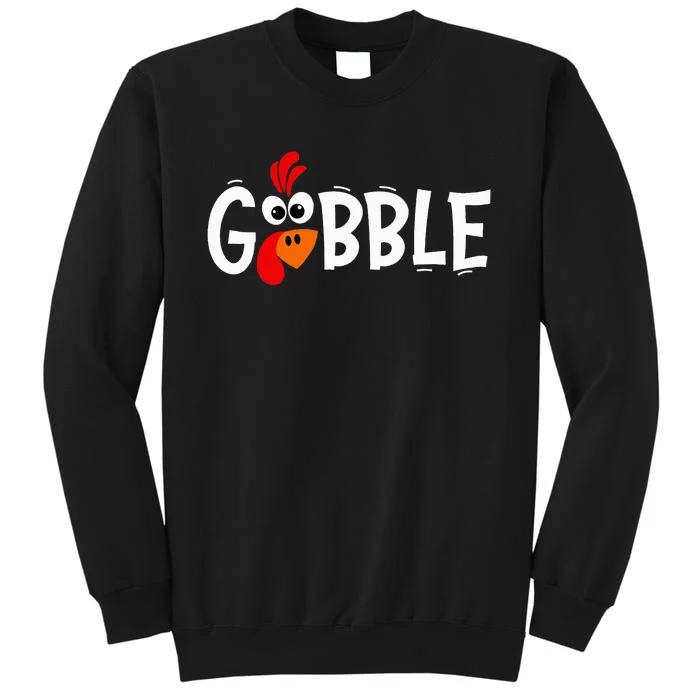 Cute Gobble Gobble Turkey Pilgrim Little Thanksgiving Tall Sweatshirt