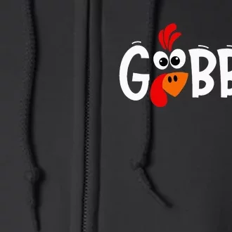 Cute Gobble Gobble Turkey Pilgrim Little Thanksgiving Full Zip Hoodie