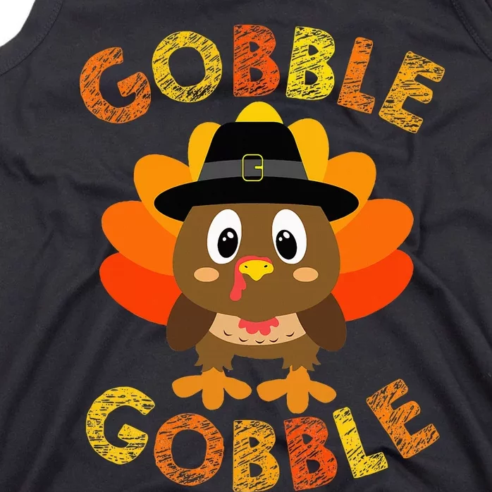 Cute Gobble Gobble Turkey Pilgrim Little Thanksgiving Tank Top